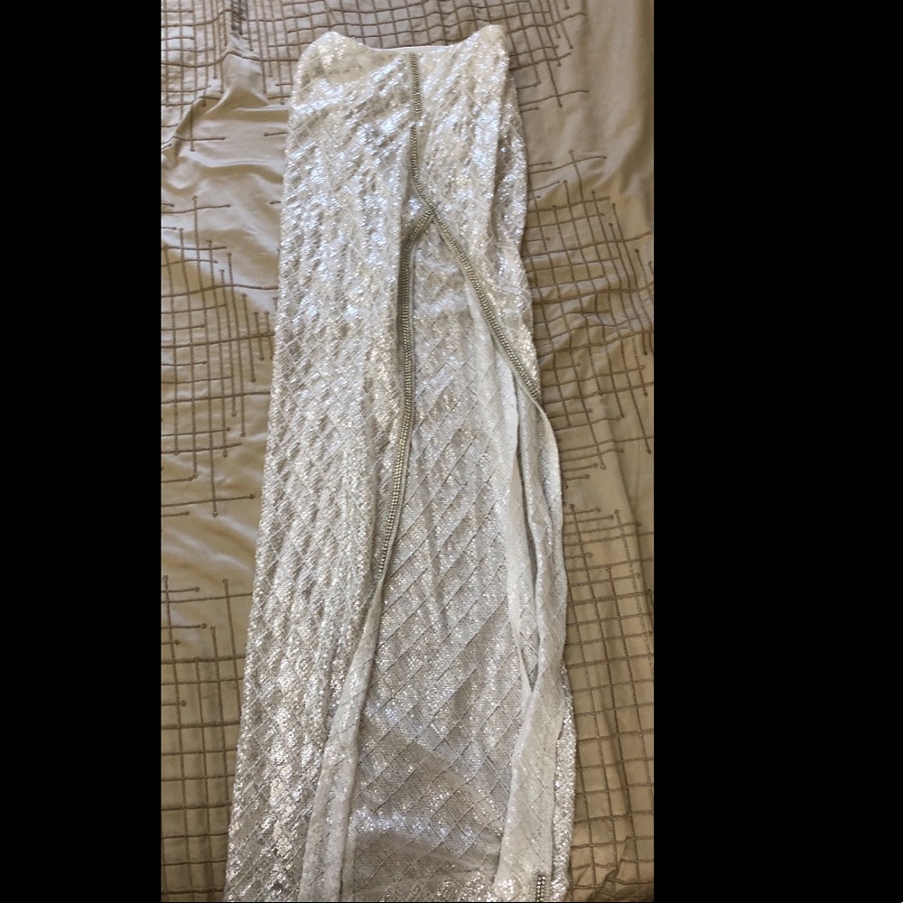 Sequin beaded maxi skirt with high slit